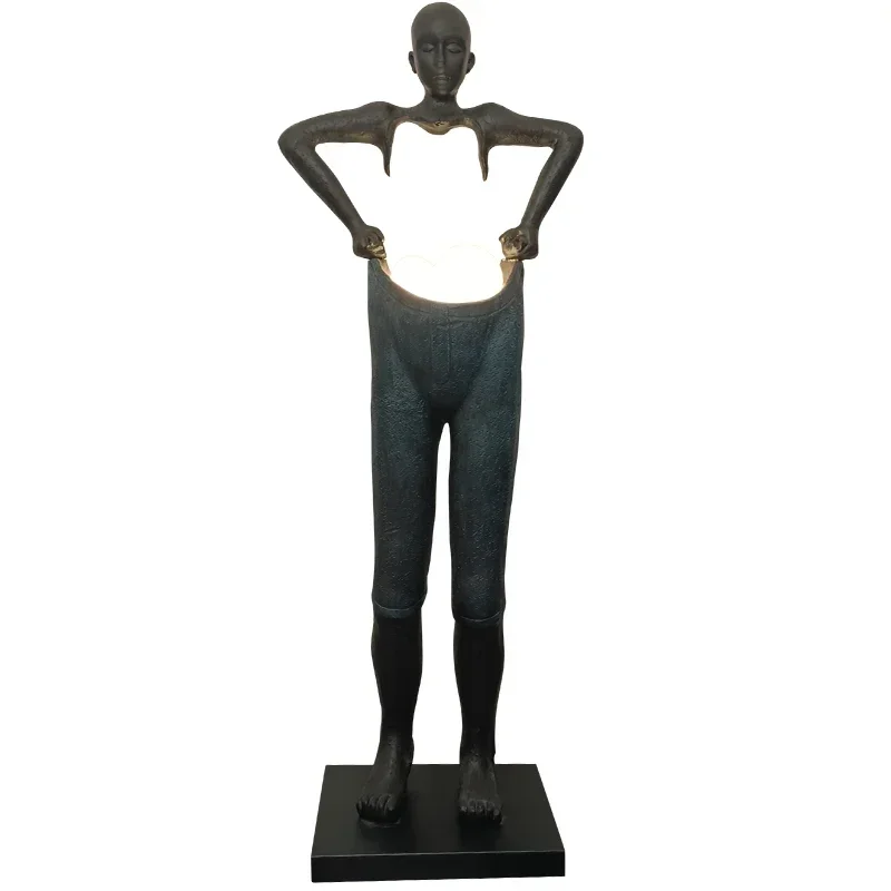 Large Abstract Resin Sculpture Ornaments with Trousers ,Nordic Art Sculpture Human Form, Landscape Decoration Crafts, Floor Lamp