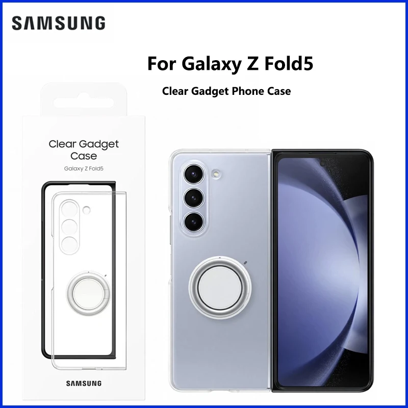 

Original Samsung Galaxy Z Fold5 Clear Gadget Case EF-XF946 Transparent Protective Cover with Grip KickstandFull Accessories