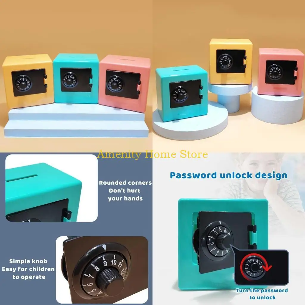 F26C Mini Money Boxes Combination Lock Change Coin Saving Banknote Cash Piggy Deposit