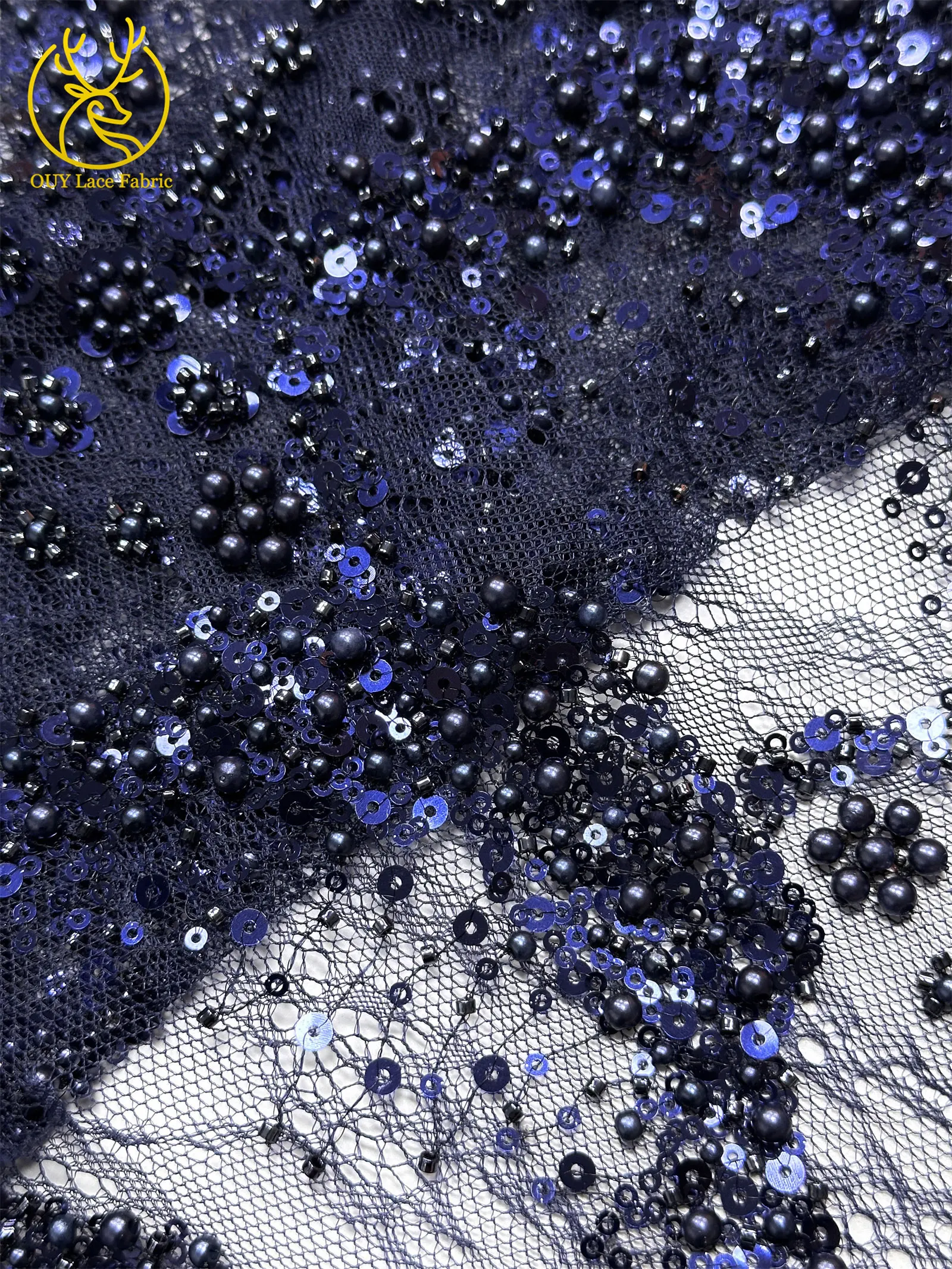 Luxuriöser französischer Kleid-Perlen-Spitzenstoff 2026, hochwertiger gelber afrikanischer Pailletten-Spitzenstoff für Frauen, Hochzeit, Party, Kleid, Nähen – Detail 26
