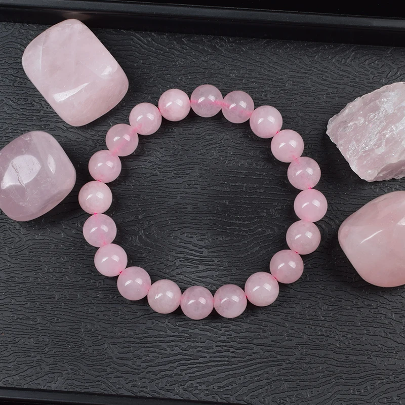 Natural Pink Crystal Bead Bracelet Real Rose Quartzs Natural Stone 6mm 8mm Round Beads Bracelet Women Men Energy Healing Jewelry