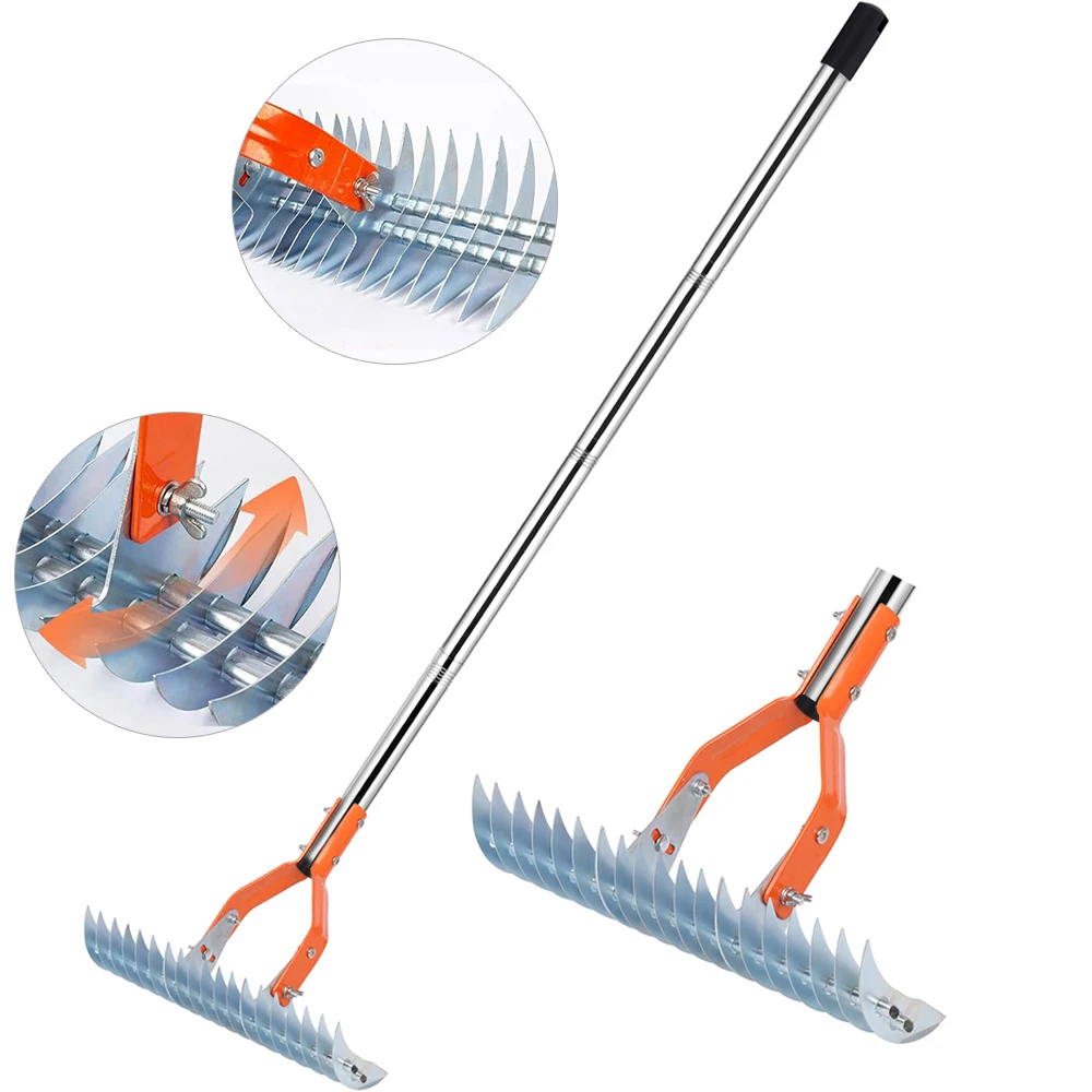Professional Thatch Rake | Steel Dethatcher for Lawn Efficient Grass Grooming Tool Removes Dead Grass, Aerates Soil Durable