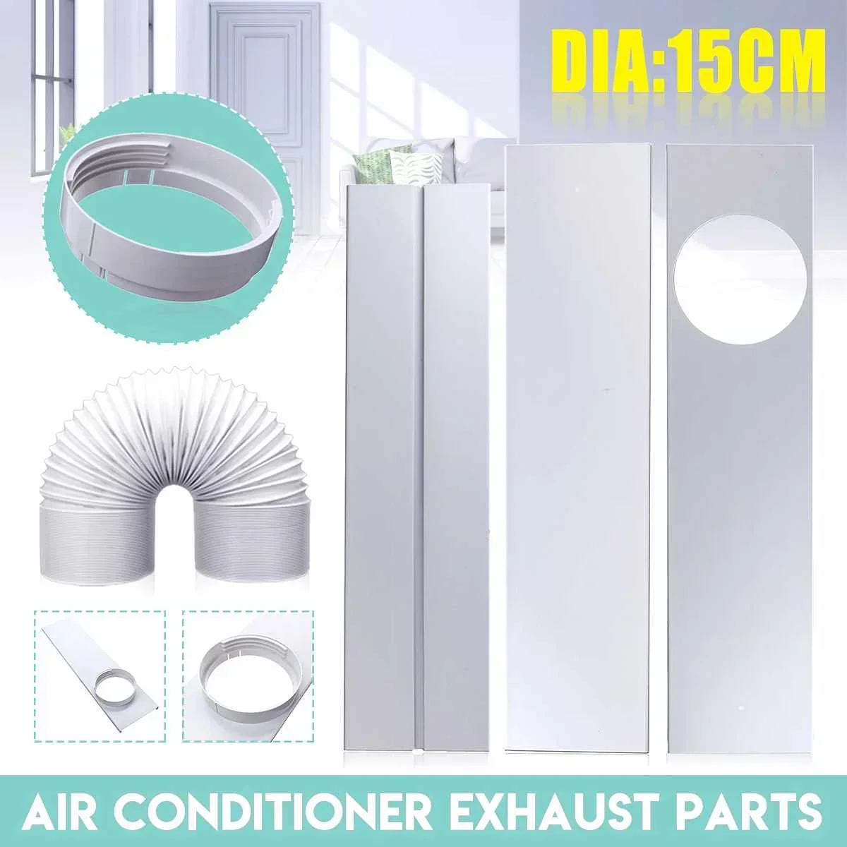 Portable Air Conditioner Window Seal Air Vent Exhaust Slide Plate Dia 15cm Window Adaptor Pipe Hose  Air Conditioner Accessories