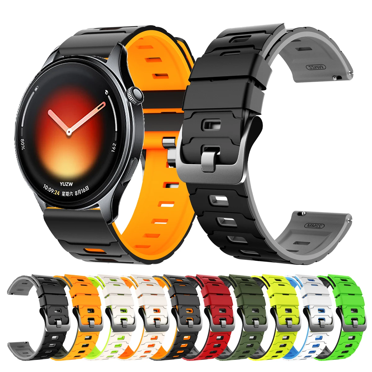 Pulseira de Silicone 22mm para Xiaomi Watch 2 Pro/S4 S1/Mi Watch 5/Color 2 e HUAWEI Watch GT6 Pro/GT 6 5 4
