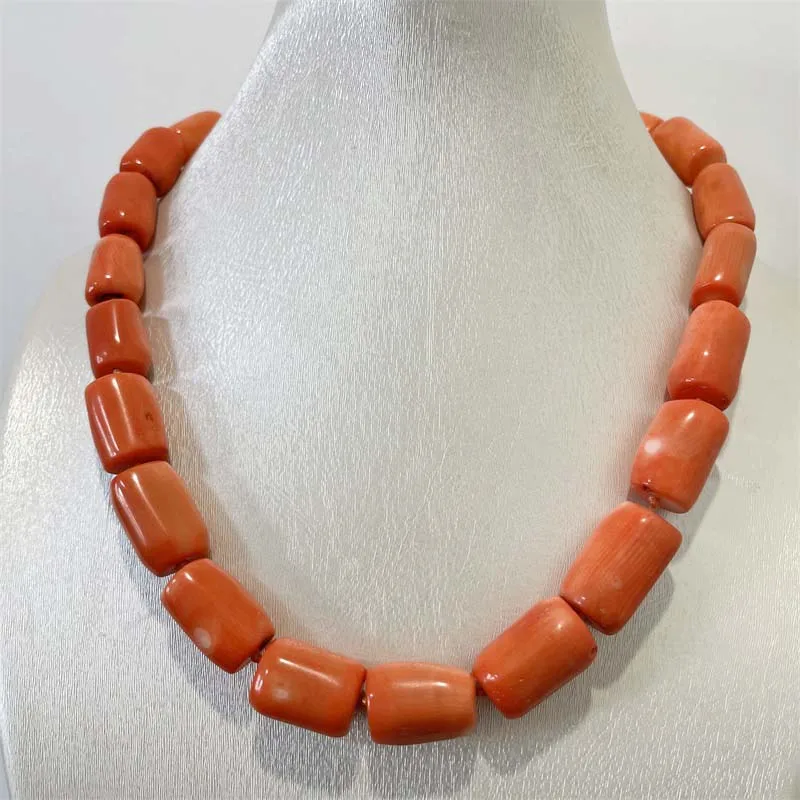 Luxury Geometric Orange Coral Necklace Gem Stone Irregular Lasso Simple Chain Choker Women Wedding Love Collare Gemstone Jewelry