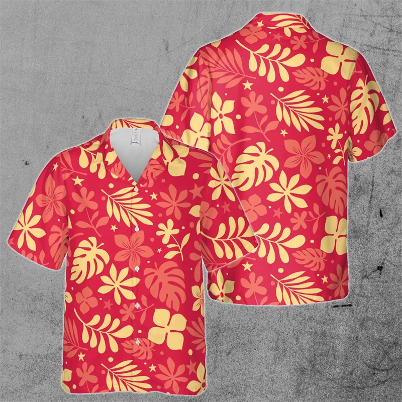 Camisas con estampado 3D de flores para hombre, ropa de playa Hawaiana de gran tamaño para fiesta al aire libre, manga corta, ropa de calle Social, verano