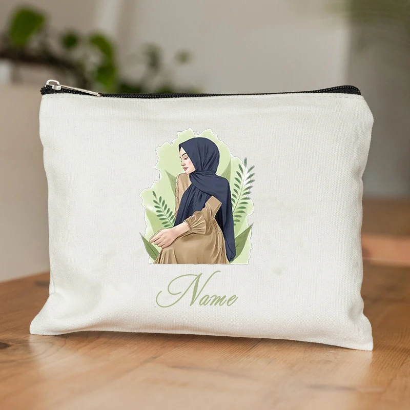 Religieuze Naam Maatwerk Make-Up Tas Beste Cadeau Voor Islamitische Meisjes Cosmetische Case Ramadan Festival Cadeau Gepersonaliseerde Portemonnee