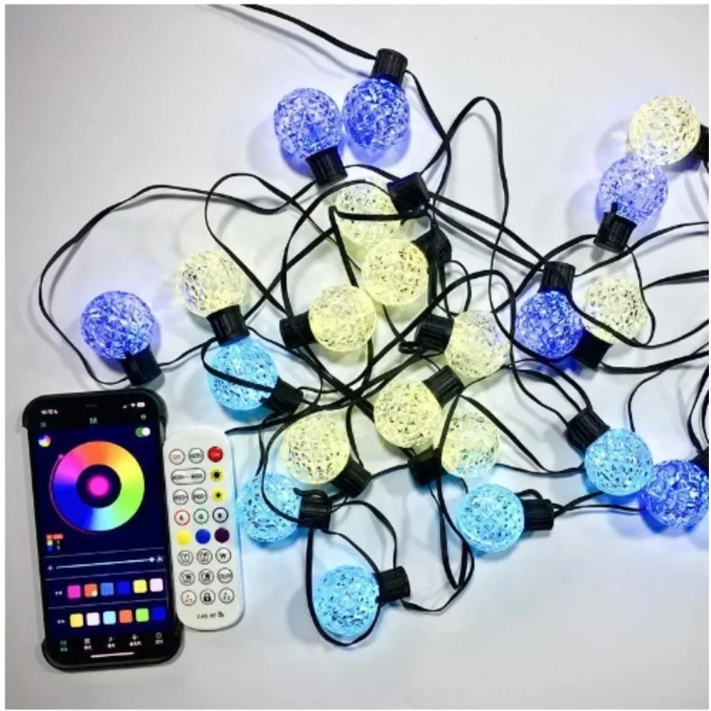 

Waterproof IP44 multi-color outdoor light string, hot selling solar courtyard light string, American standard G40 crystal string