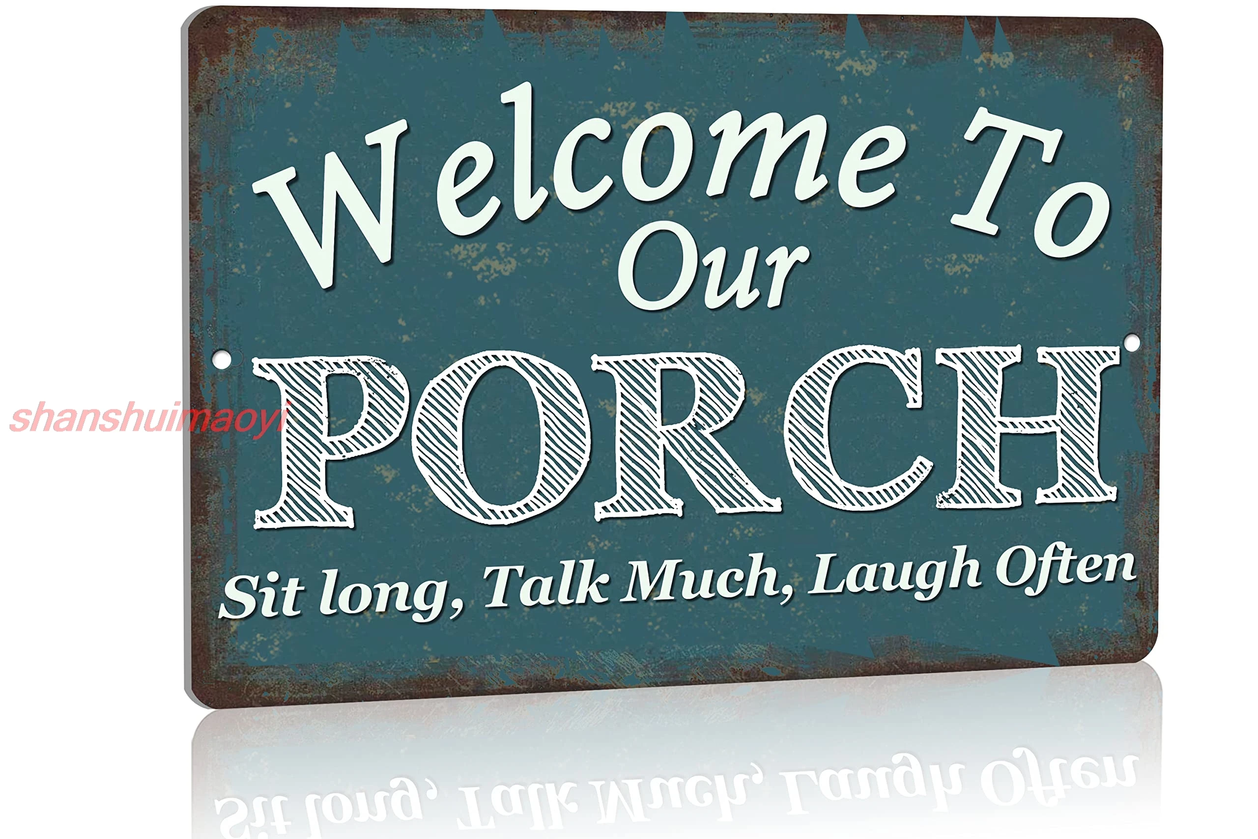 Welcome to Our Porch Signs for Front Porch Decor Farmhouse - Back Door Porch Sign - Modern Rustic Outdoor Hanging Wood D SH sign