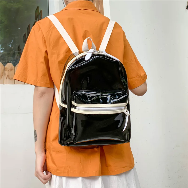 Large Capacity Transparent Backpack Casual Zipper Waterproof Clear Backpack School Bag Visible PVC Backpack Travel Bag for Women