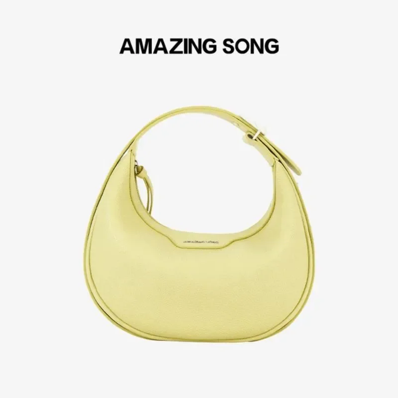 Comfortable Good with Ladies Handbag Light Luxury Fashion Pure Color High-end Ladies Crescent Bag Trend Small Half Moon Bag