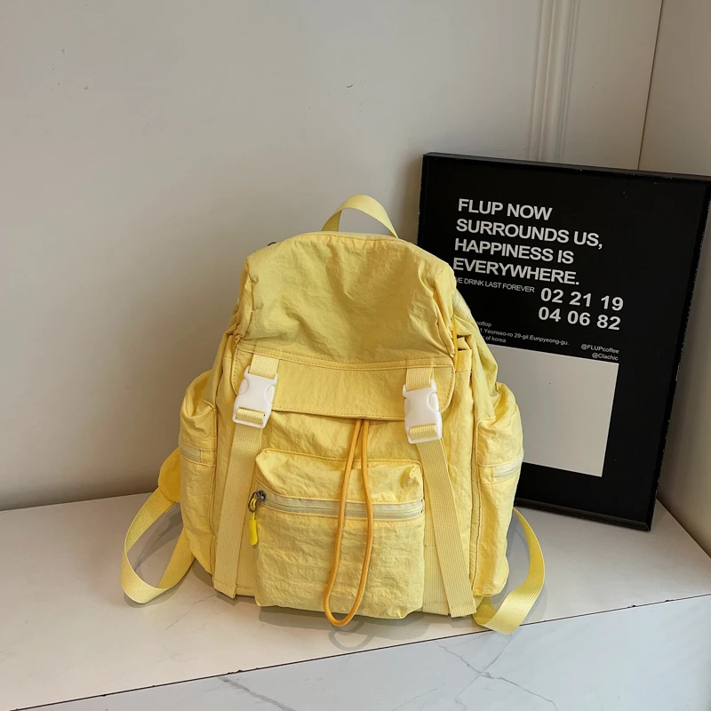 

Nylon String Sewing Fashion Backpacks Solid Color Large Capacity Ladies Bags 2025 High Quality Versatile Student Backpacks