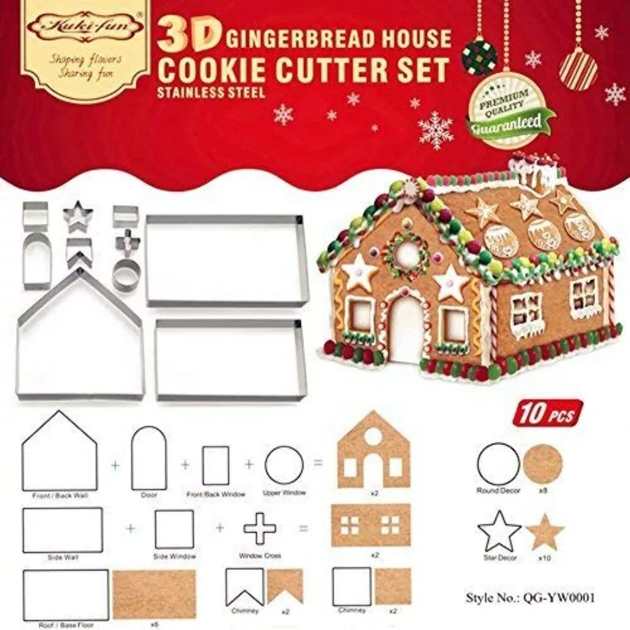 Ginger House Ce Cutter Set 10 PCS 3D Christmas House Ce Cutter Set Bake Your Own Small Christmas Chocolate Haunted Kit Gt Box P