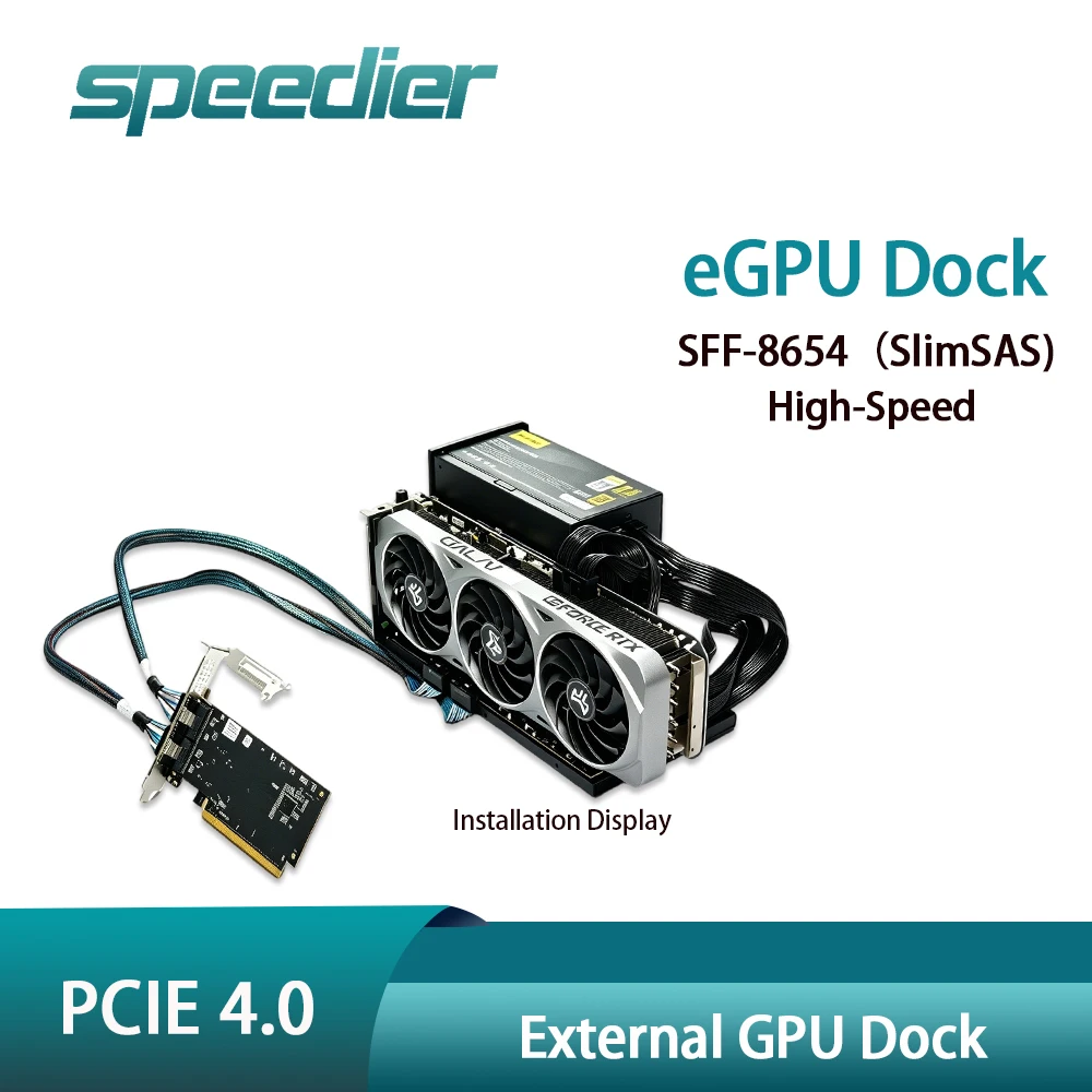 SlimSAS SFF8654 PCIe4.0 External GPU Dock HighSpeed EGPU Expansion Enclosure for Notebook Desktop Discrete Graphics Card