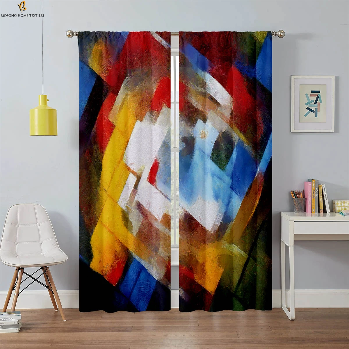 

2 Pieces Blackout Curtains Landscape Oil Painting 3D Printing Curtains High Quality Black Silk Vintage Decorative Curtains