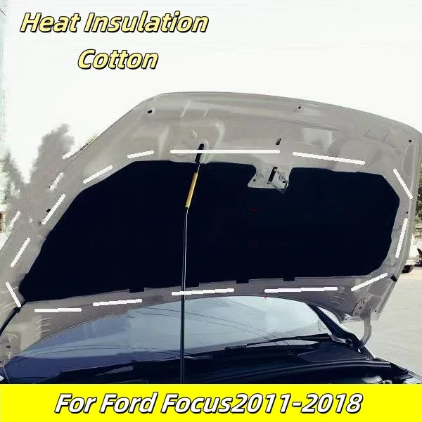 لفورد فوكس 2011-2018 سيارة العزل الحراري وعزل الصوت القطن غطاء المحرك الأمامي وسادة مقاومة للحريق اكسسوارات السيارات #1