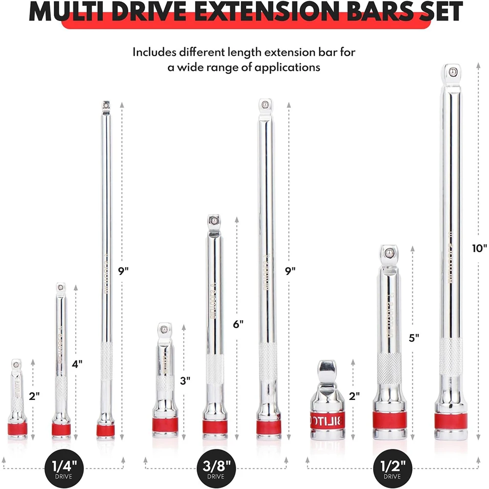 Flexible Wobble Extension Set 9 PCS 1/4