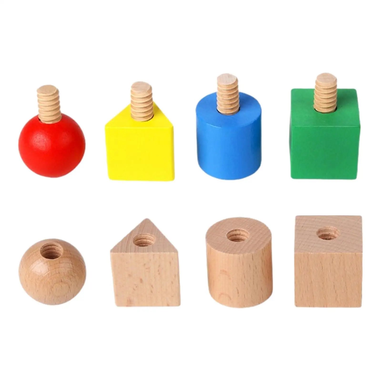 8x Nuts and Bolts Staking Toy, Montessori Shapes Matching Game for Toddlers,