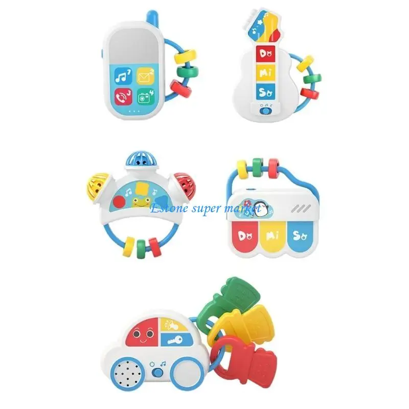090B Babyrammelaar Speelgoed Muziekinstrument Muziektelefoon Zintuiglijk speelgoed Pasgeborenen Cadeau Muzikale shaker Telefoon