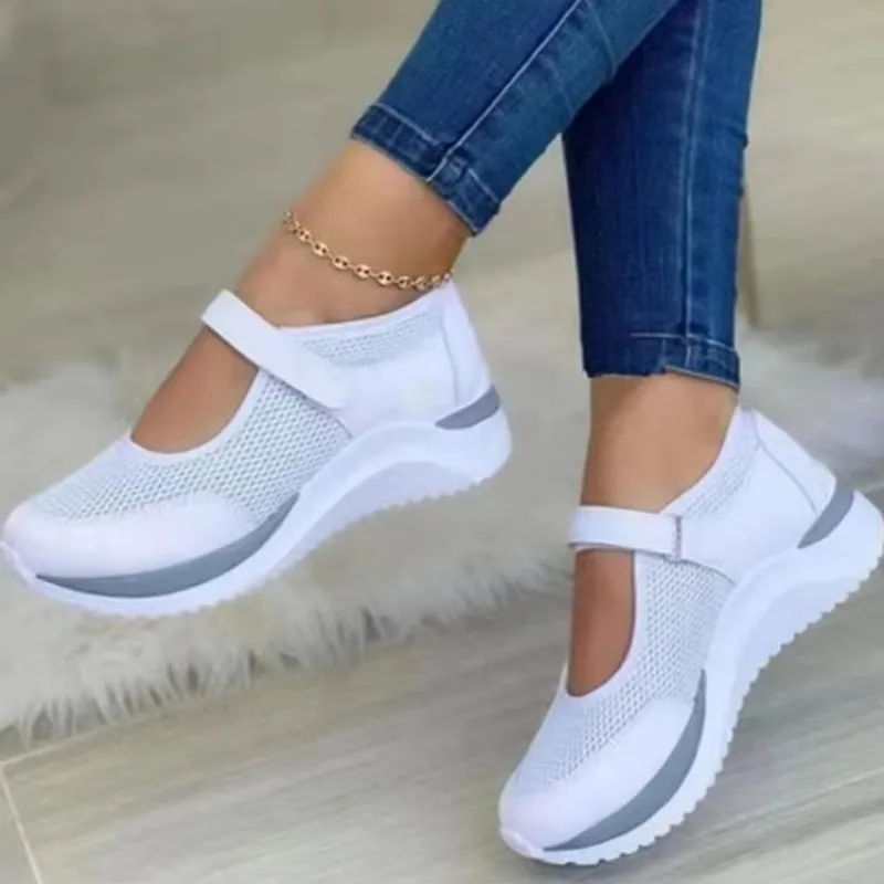 Woman Sneakers New Fashion Casual Shoes Mesh Breathable Designer Velcro Casual Shoes Outdoor Walking Sneakers Zapatos De Mujer