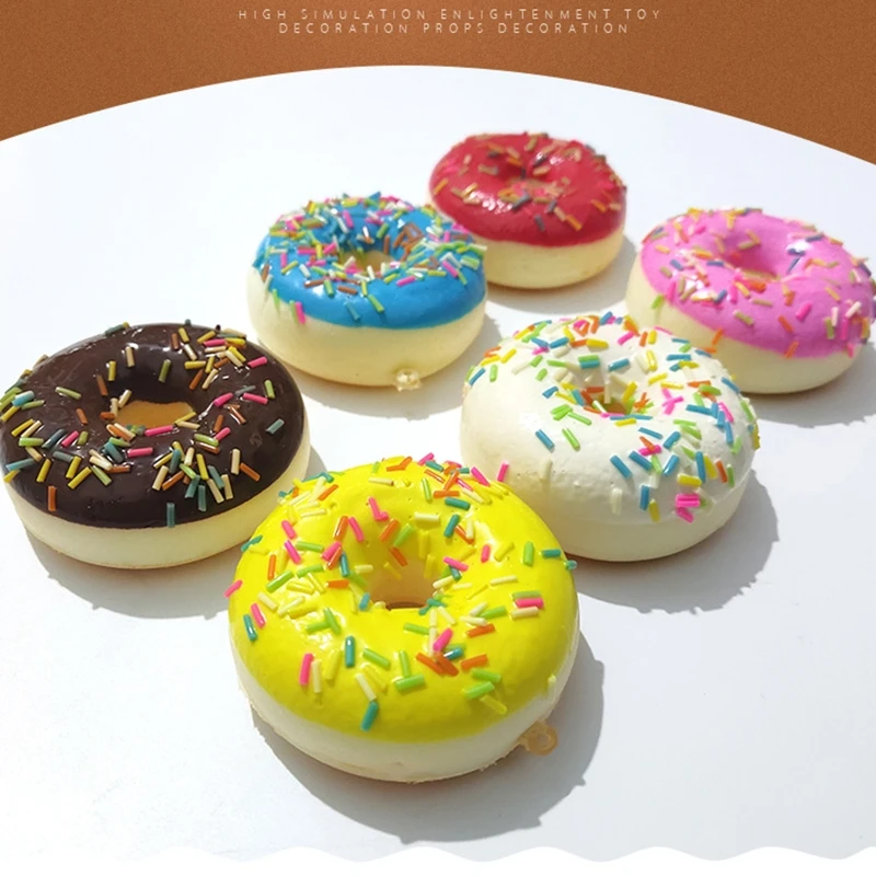 6.2 ซม.ประดิษฐ์ Donut MINI นุ่มของเล่นจำลองอาหารช็อกโกแลตเค้กการถ่ายภาพตกแต่ง Props Dropship