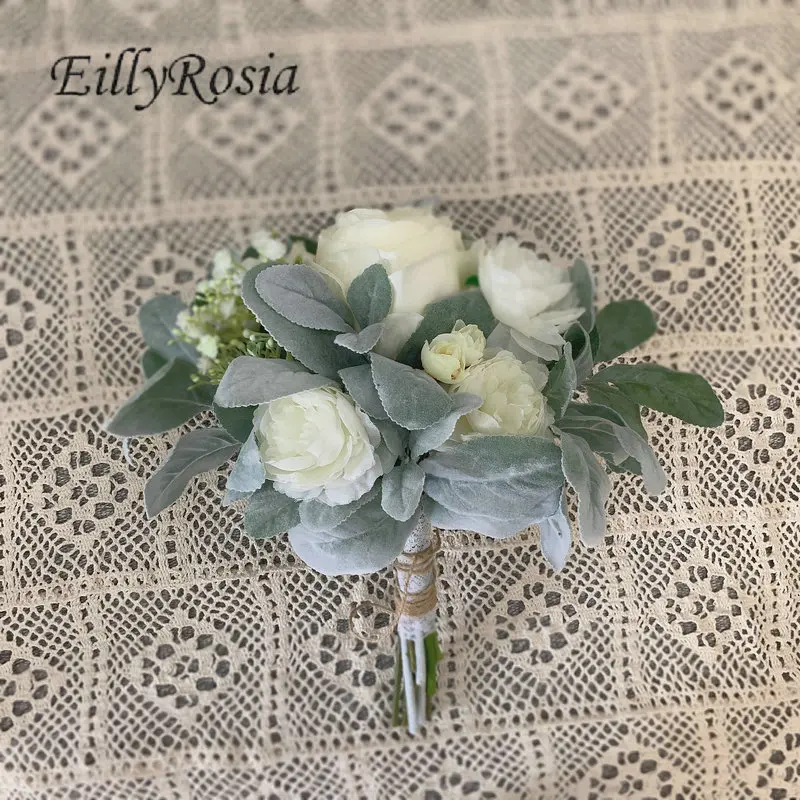 EillyRosia T Blue Cascading เจ้าสาวด้วย Gypsophila ผ้าไหมริบบิ้น Calla Lily น้ำตกดอกไม้งานแต่งงานที่ไม่ซ้ำกันออกแบบใหม่