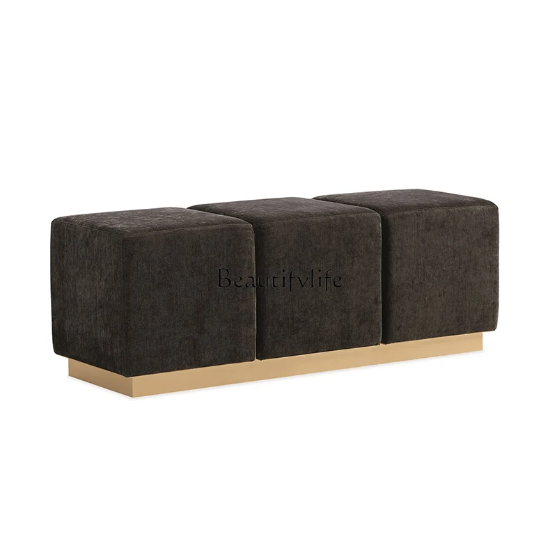 

*Light luxury home living room fabric sofa stool shoe stool