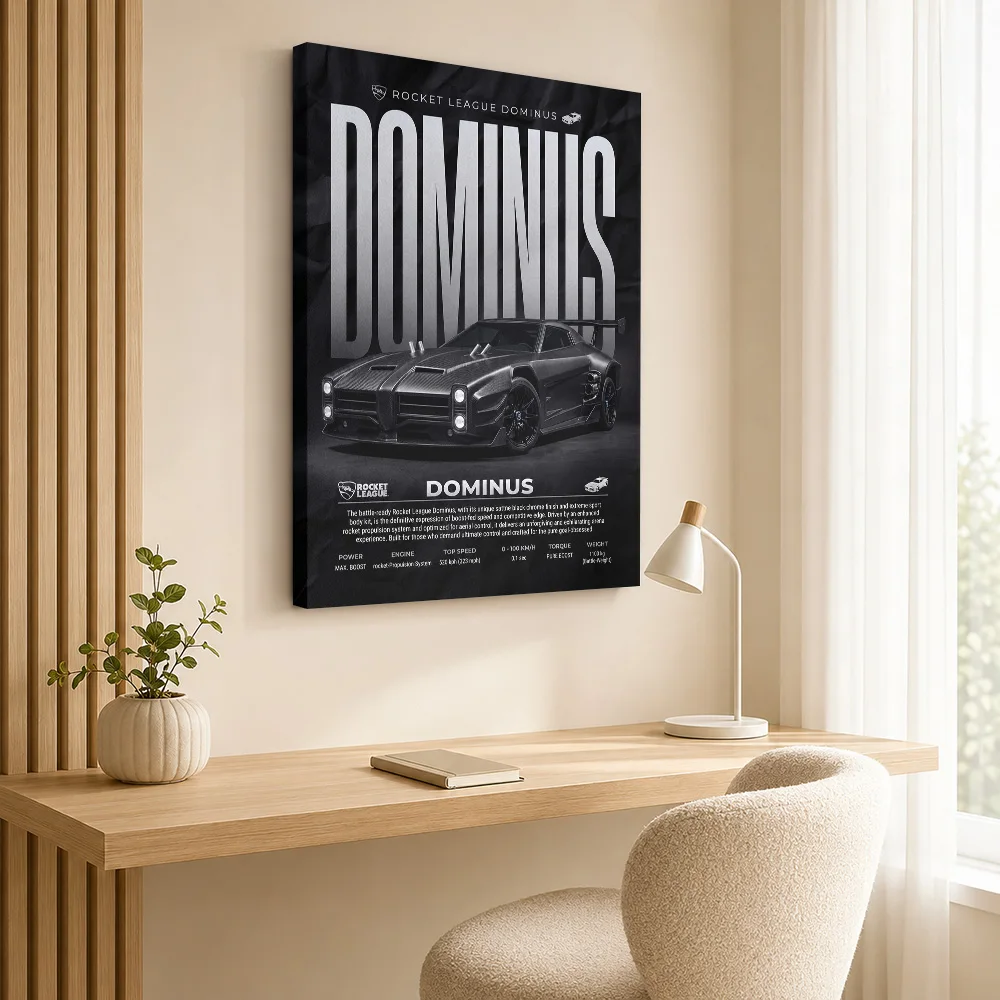 Black Sleek Rocket League Dominus Car Canvas Print Poster Personalized Photo Digital Style Wall Art Game Room Decor Gamer Gift