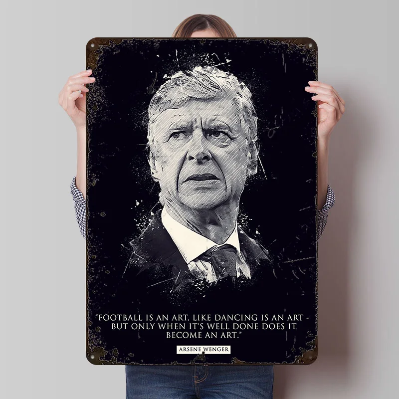 Pôster Impresso com Citação de Arsène Wenger, Arte de Parede Personalizada, Placas de Metal Retrô Vintage para Decoração de Casa, Sala de Estar e Acessórios de Bar