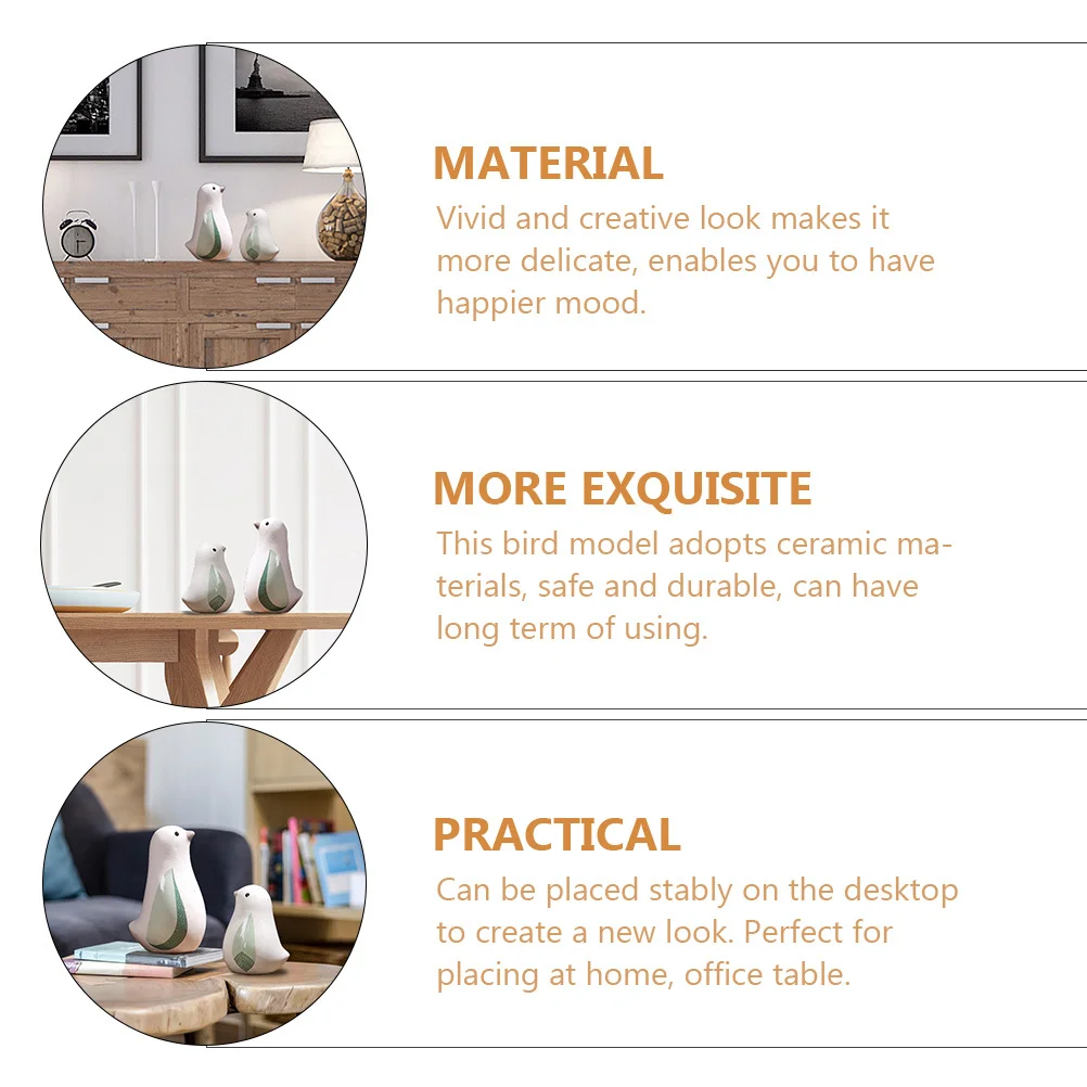 

Bird Statue Cute Birds Ornament Desktop Ornaments Figurines Decoration Living Room Ceramic Decorative Bookshelf Figures