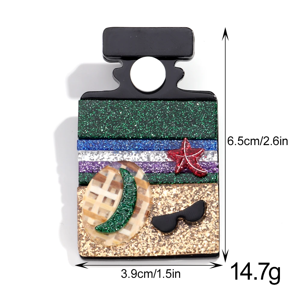 New Beach Perfume Wish Bottle Acrylic Brooches for Women Resin Beautiful Starfish Badge Pins Jewelry Costume Accessories Gift