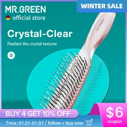 MR.GREEN-cepillo de pelo para mujer, peines de masaje del cuero cabelludo, herramienta de desenredado de dientes finos, peinado voluminizador para cabello largo y húmedo y seco, regalo