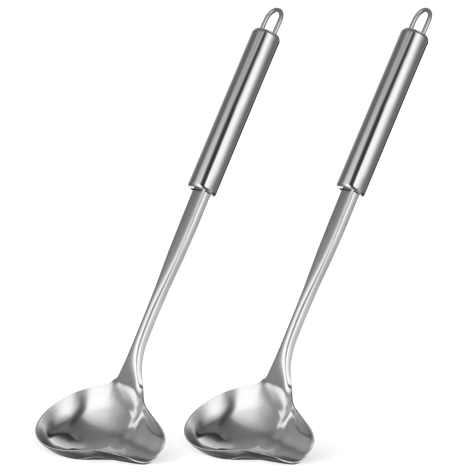 

2 Pcs Spoons Gravy Pouring Spout Ladle Steak Sauce Long Handle Soup Ladles Silver Serving