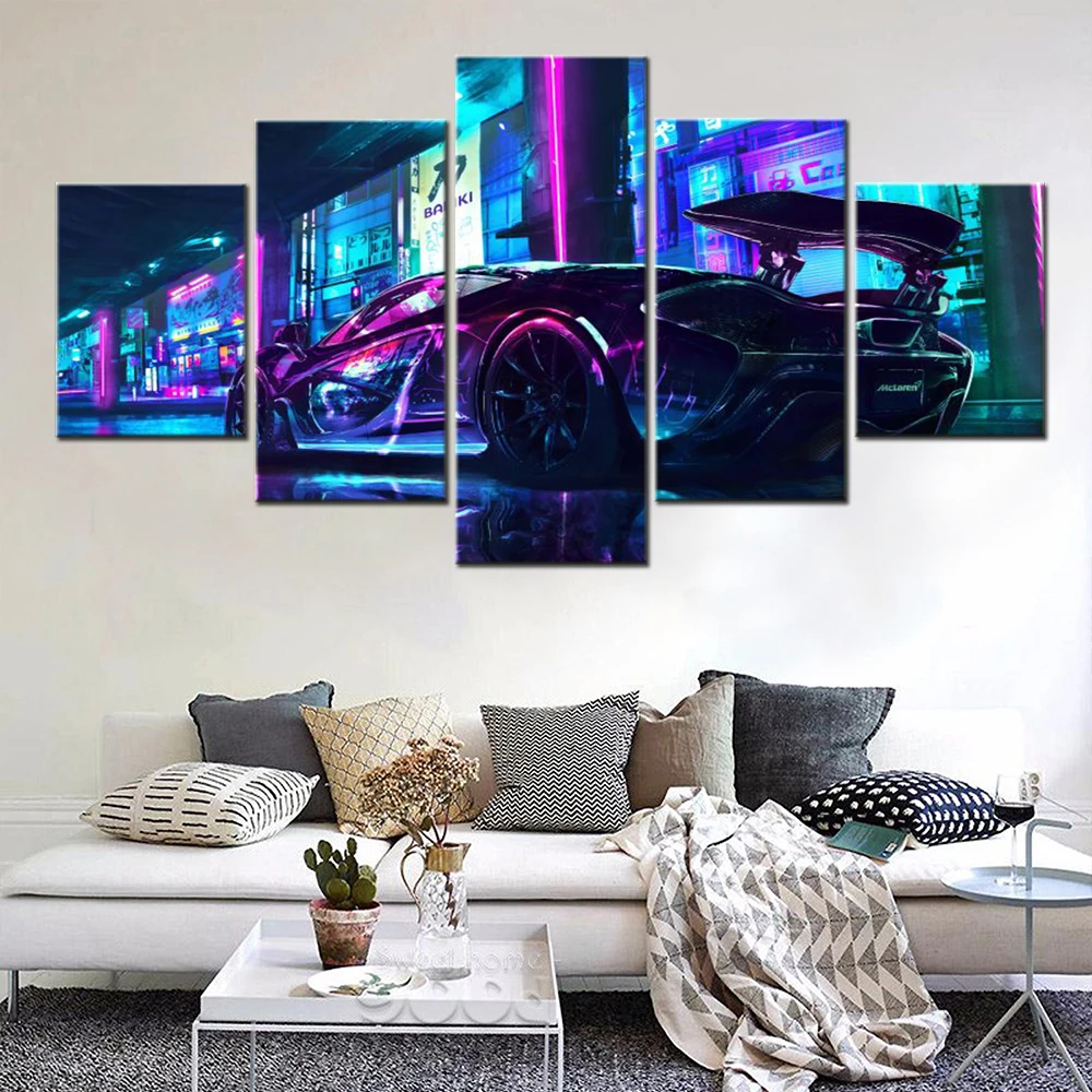 

5 Panels Canvas Wall Arts Poster Painting Cars Wallpaper Home Decor Living Room Picture Print Bedroom Mural Framework Artwork