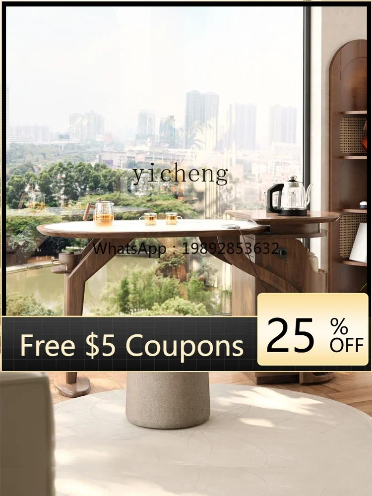 

1 solid wood balcony tea table household new small apartment modern simple rock slab tea table