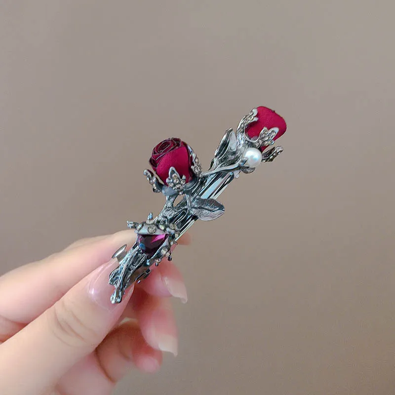 

Fashionable and retro rose hair clips, flower spring clips, hairpins, straight clips, versatile and high-end for women