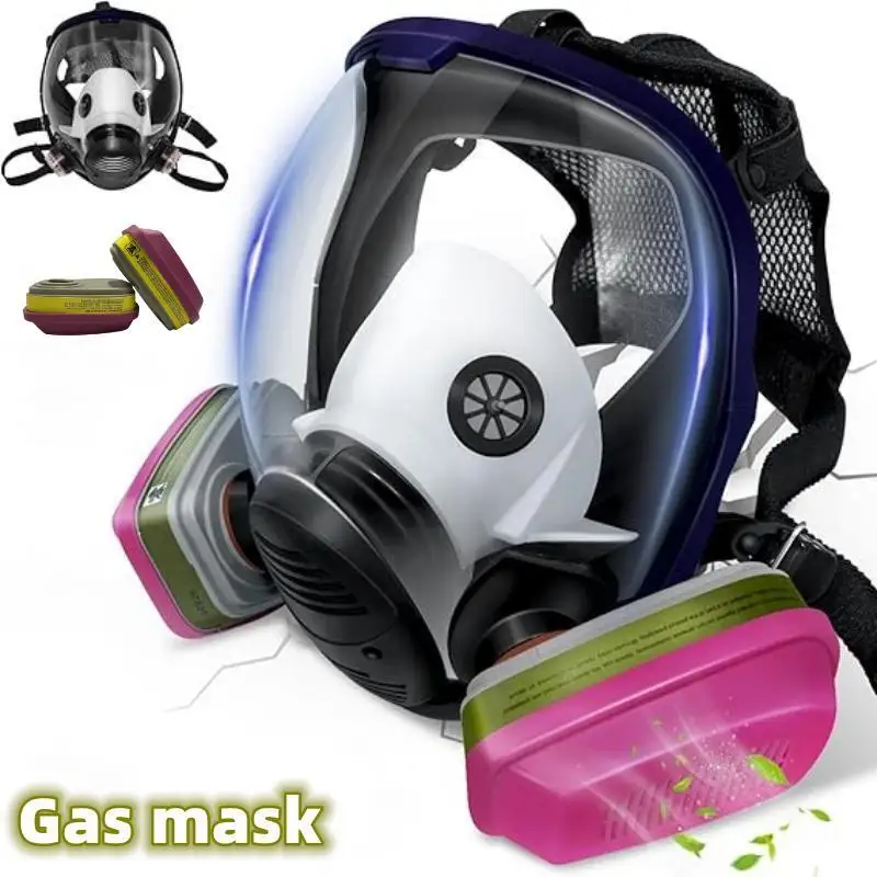 Full face respirator gas mask, Gas Mask, suitable for smoke chemistry, painting, tactics - survival belt activated carbon filter