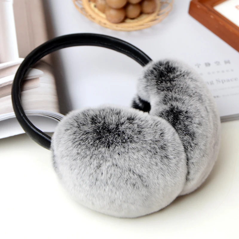 Rex Rabbit Fur Earmuffs for Women\'s Autumn and Winter Warmth Earmuffs and Ear Wraps Simple and Genuine Fur Ear Cover Ear Warmth