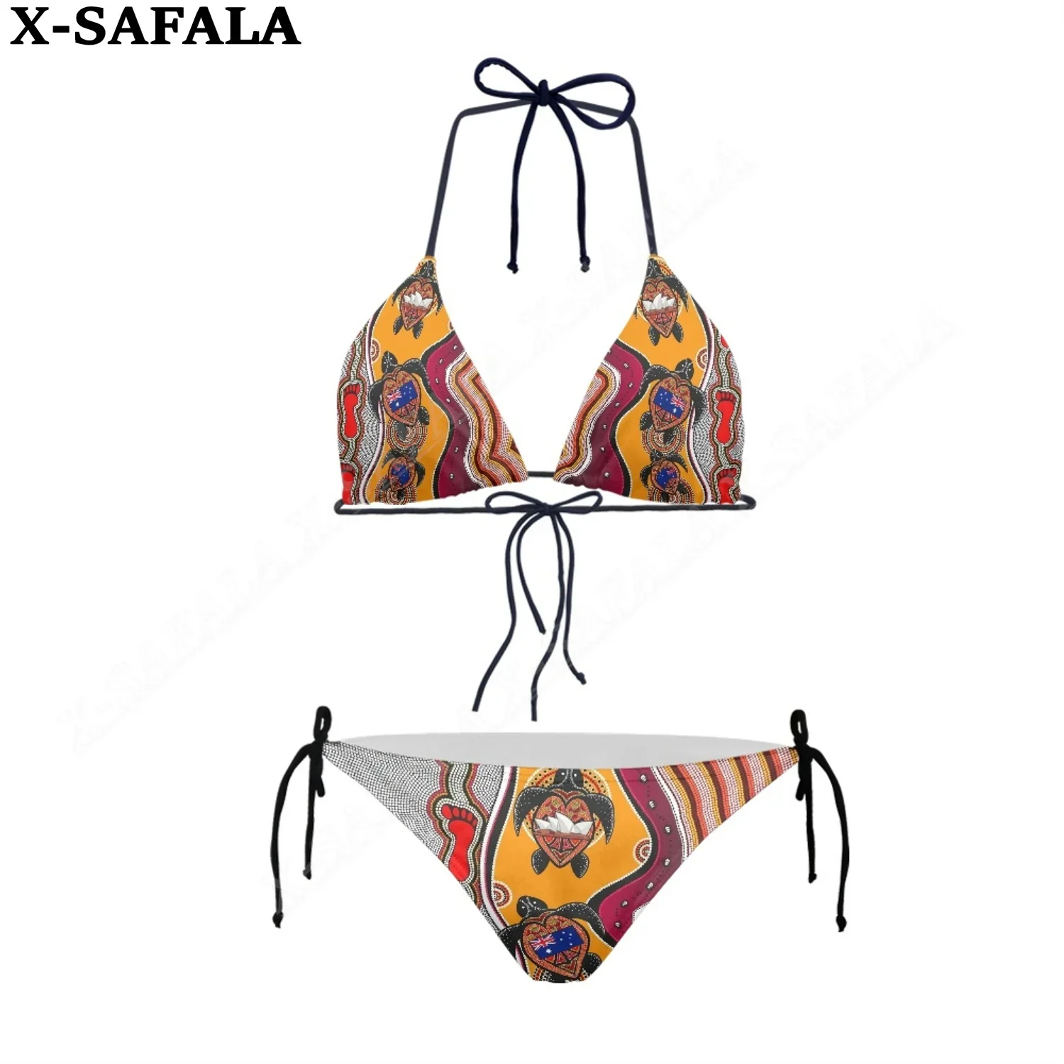 Australian Naidoc Day Festival3D Print Women Micro Triangle Tie Side Bikini Summer Beachwear Mankini Sexy Beach Bathing Suit