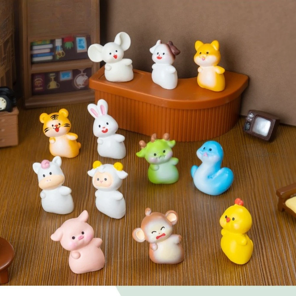 Micro Landscape Creative Head-tilting Chinese Zodiac DIY Decorative Accessories Mini Car Desktop Small Ornaments