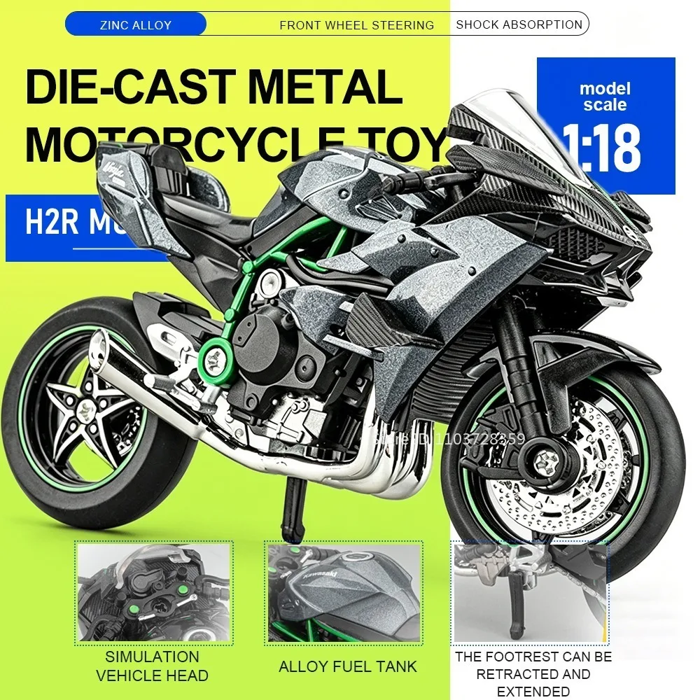 

Миниатюрная модель мотоцикла 1:18, игрушка из литого сплава, с поворотным передним колесом, амортизацией и выдвижной подставкой, украшение в виде мотоцикла