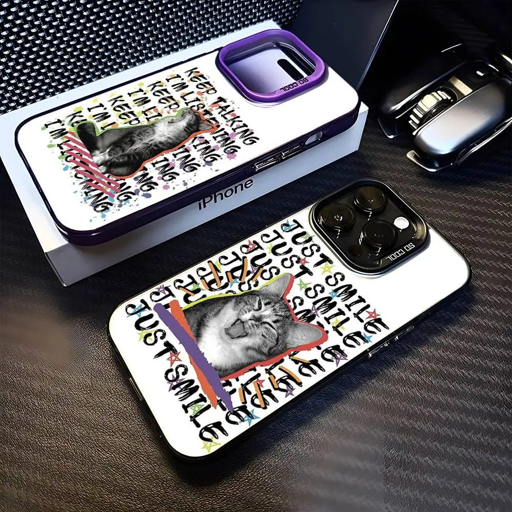 

Cat Funny Letters Phone Case For iPhone 16,15,14,13,12,11,Mini,Pro,MAX Purple Matte Shockproof Cover