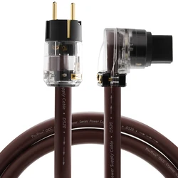 Preffair Power Cord Gold Plated HiFi audio power cable with US/EU C15 Schuko Version Power Plug Mains for speaker Amplifier