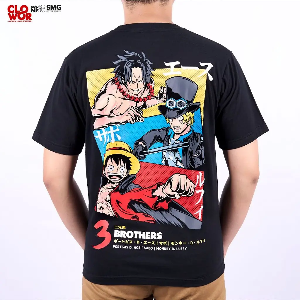 ثلاثة إخوة في سن المراهقة نسخة لوفي ايس سابو ستروات موجيوارا أنيمي قطعة واحدة كاوس كلوور تي شيرت أنيمي اكسسوارات