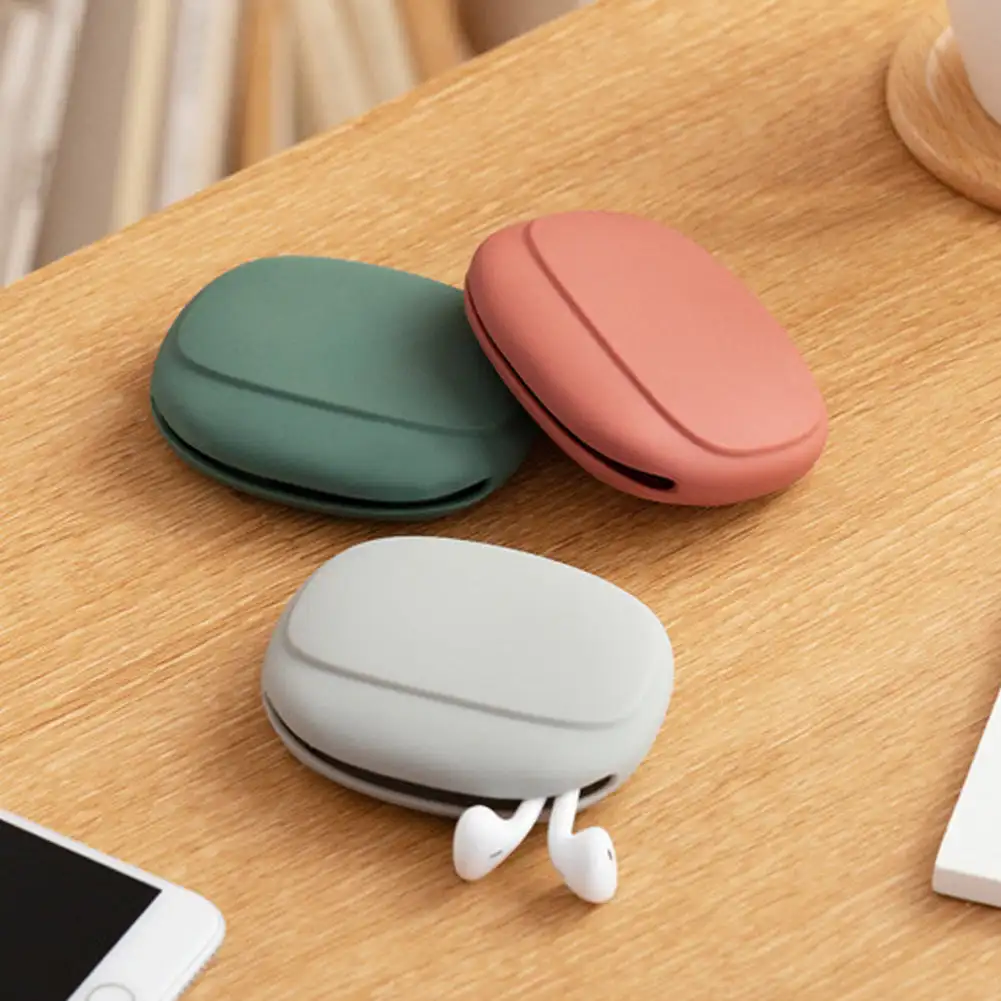 Portable Data Cable Storage Box Cute Silicone Headphone Cable Storage Bag Key U Disk USB Cord Travel Organizer Cable Winder