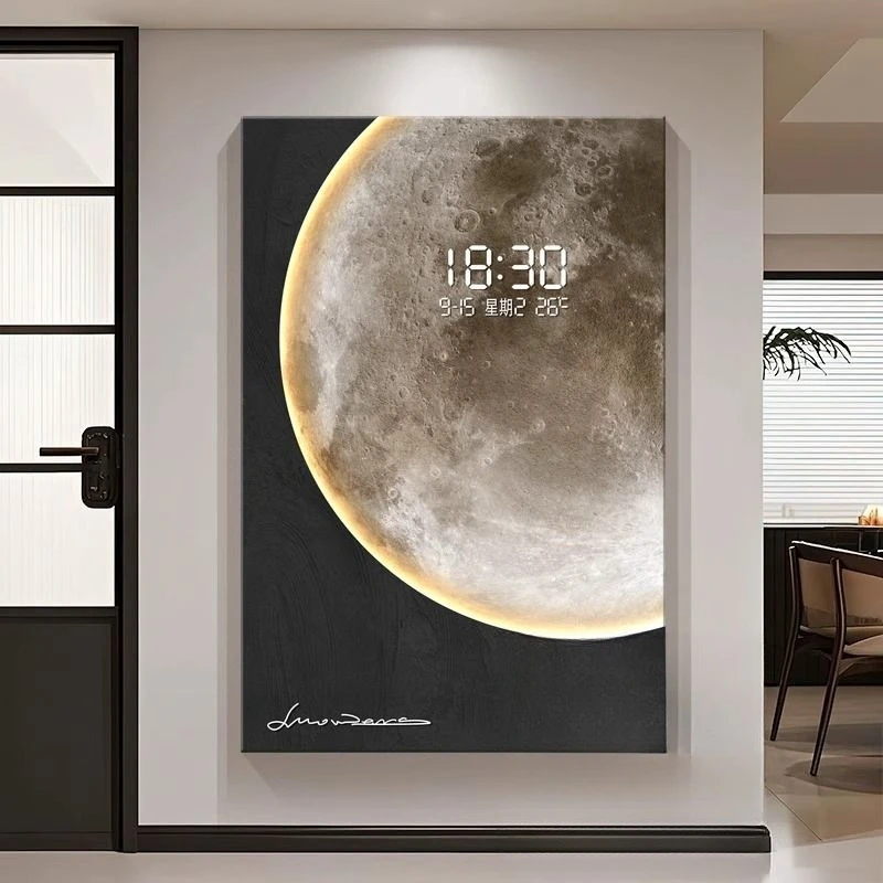 Stereo double-layer intelligent radar digital display clock entrance decorative painting
