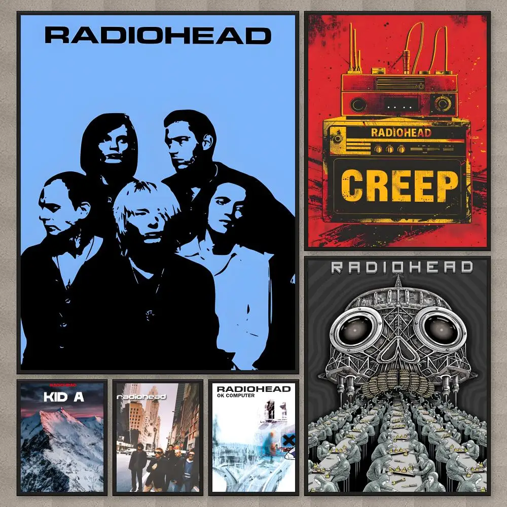 Band R-Radiohead Poster Waterproof Sticky Wall Art Print For Bedroom Living Room Hallway Bar Home Decor