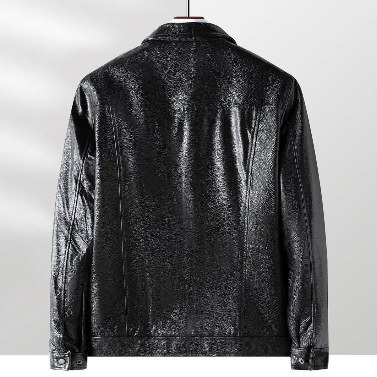 A small amount of clothing, new autumn cowhide men's leather jacket, 2024 flip collar slim fit single leather jacket