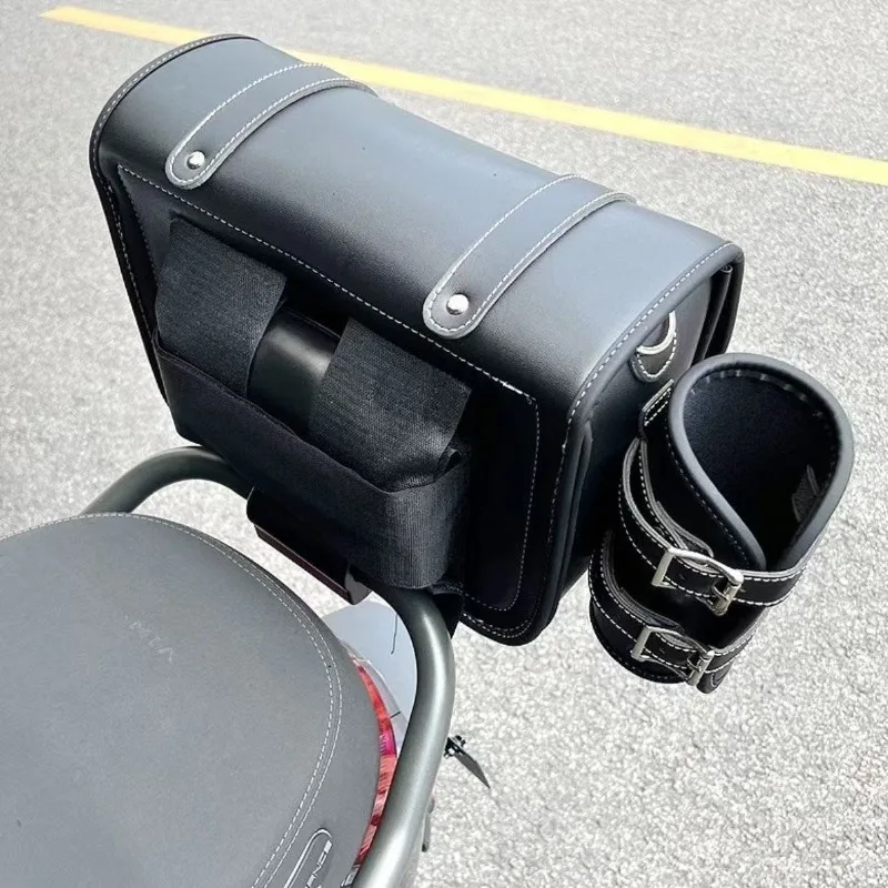 New Retro Motorcycle Rear Storage Bag, Cute Universal Tail Pack for Scooter Electric Bike, Waterproof Rear Mounted Storage Pouch