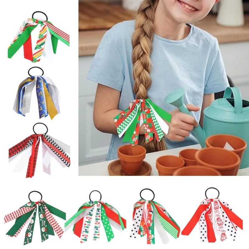 Holiday Hair Accessories Christmas Pattern Girls Hair Ties Comfortable Hair Tie